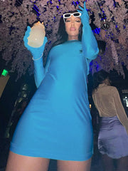 Backless Slim Fit Long Sleeve Finger Sleeve Dress
