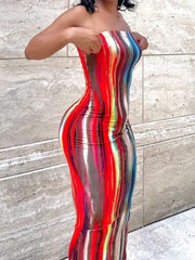 Bedrucktes trägerloses Kleid