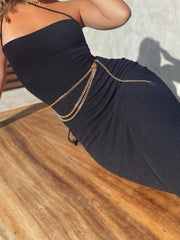 Vestido fino con escote halter y vendaje