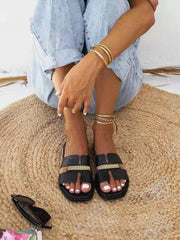 Lässige flache Slip-On-Sandalen mit Kette für Damen