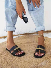 Lässige flache Slip-On-Sandalen mit Kette für Damen