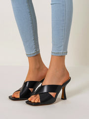 Zapatos de mujer de moda con cabeza cuadrada y boca de pez