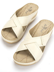 Damen-Sandalen mit Retro-Keilabsatz und Nähten