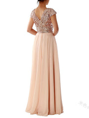 V-neck Sequined Chiffon Panel Evening Dress Bridesmaid Dress