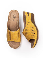 Sandalen mit Keilabsatz und Fischmaul-Strass