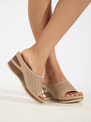 Sandalen mit Keilabsatz und Fischmaul-Strass