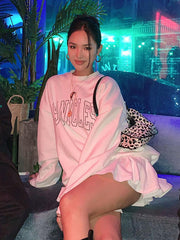 Pullover mit Rundhalsausschnitt und lockerem Buchstabendruck