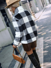 Doppelseitiges Fleece-Sweatshirt mit Rundhalsausschnitt und Karomuster