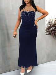 Backless High Waist Beaded Mermaid Dress Evening Dress