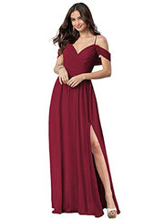 Party-Brautjungfernkleid mit V-Ausschnitt und langen Trägern