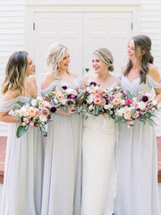 Party-Brautjungfernkleid mit V-Ausschnitt und langen Trägern