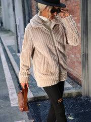 Striped Zip Mid Reversible Fleece Jacket