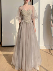 Grey Fairy Temperament Slim Evening Dress Bridesmaid Dress