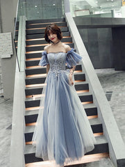 Blue Temperament Slim Evening Dress Bridesmaid Dress