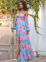 Kleid mit U-Boot-Ausschnitt, Strapsen und Neckholder-Print