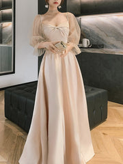 Satin French Evening Dress Bridesmaid Dress