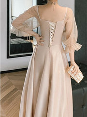 Satin French Evening Dress Bridesmaid Dress