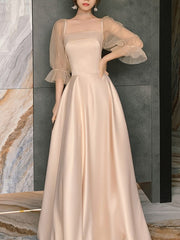 Satin French Evening Dress Bridesmaid Dress
