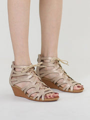 Vintage Fischmaul Ethnische Keilsandalen