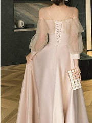 Satin French Evening Dress Bridesmaid Dress