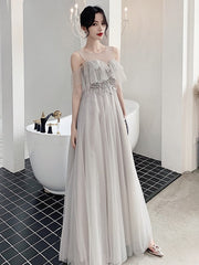 Silber Fee Temperament Hochzeit Schlank Abendkleid Brautjungfer Kleid