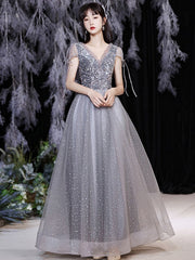 Grey Fairy Temperament Slim Evening Dress Bridesmaid Dress