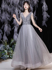 Grey Fairy Temperament Slim Evening Dress Bridesmaid Dress