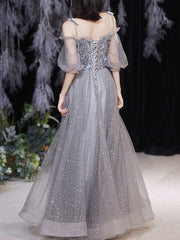 Grey Fairy Temperament Slim Evening Dress Bridesmaid Dress