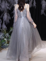 Vestido de noche ajustado con temperamento de hada gris para dama de honor