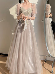 Grey Fairy Temperament Slim Evening Dress Bridesmaid Dress