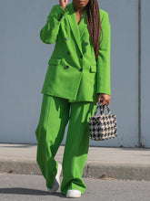 Double-breasted Three-button Suit Top High-waisted Straight-leg Pants Business Suit
