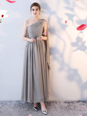 Grey Chiffon Evening Dress Bridesmaid Dress