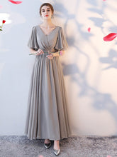 Grey Chiffon Evening Dress Bridesmaid Dress