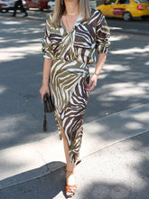 Temperamentvolles Pendler-Print Langarmhemd Unregelmäßiger Saumrock Zweiteiliges Set