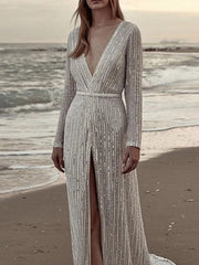 Deep V Slim Fit Evening Dress