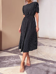 Vestido ajustado vintage de lunares negros