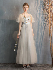 Graues Fee Temperament Bankett Abendkleid Brautjungfernkleid