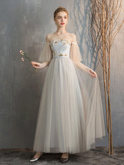 Graues Fee Temperament Bankett Abendkleid Brautjungfernkleid