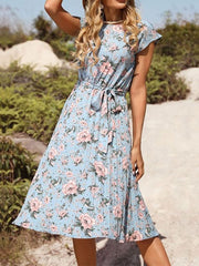 Blaues Festliches Kleid mit Blumenmuster