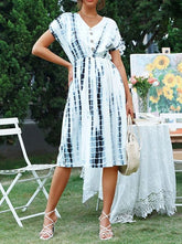 Retro Tie Dyed White Dress