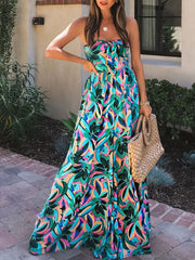 Mono estampado de cintura alta con envolvimiento en el pecho