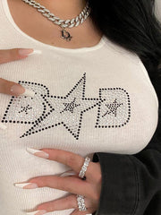 Vestido con tirantes de taladro caliente y letras