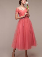 Solid Color Mesh Bridesmaid Dress