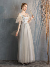 Graues Fee Temperament Bankett Abendkleid Brautjungfernkleid