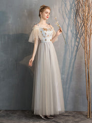 Graues Fee Temperament Bankett Abendkleid Brautjungfernkleid