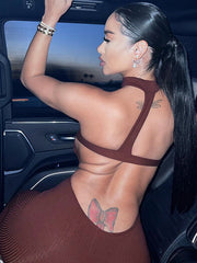 Backless Solid Color Jumpsuit