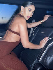 Backless Solid Color Jumpsuit