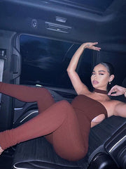 Backless Solid Color Jumpsuit