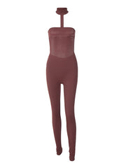 Backless Solid Color Jumpsuit