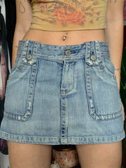 Jeansrock mit hoher Taille und großen Taschen